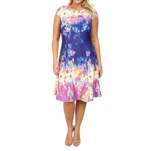 Adrianna Papell Print Fit & Flare Purple Multi